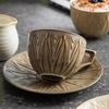 220ml Kiln Transmutation Glaze Craft Retro Design Tea Cup Coffee Cup and Saucer, Art Ceramic Coffee Cup for Latte,Espresso,Cappuccino,Microwave Safe