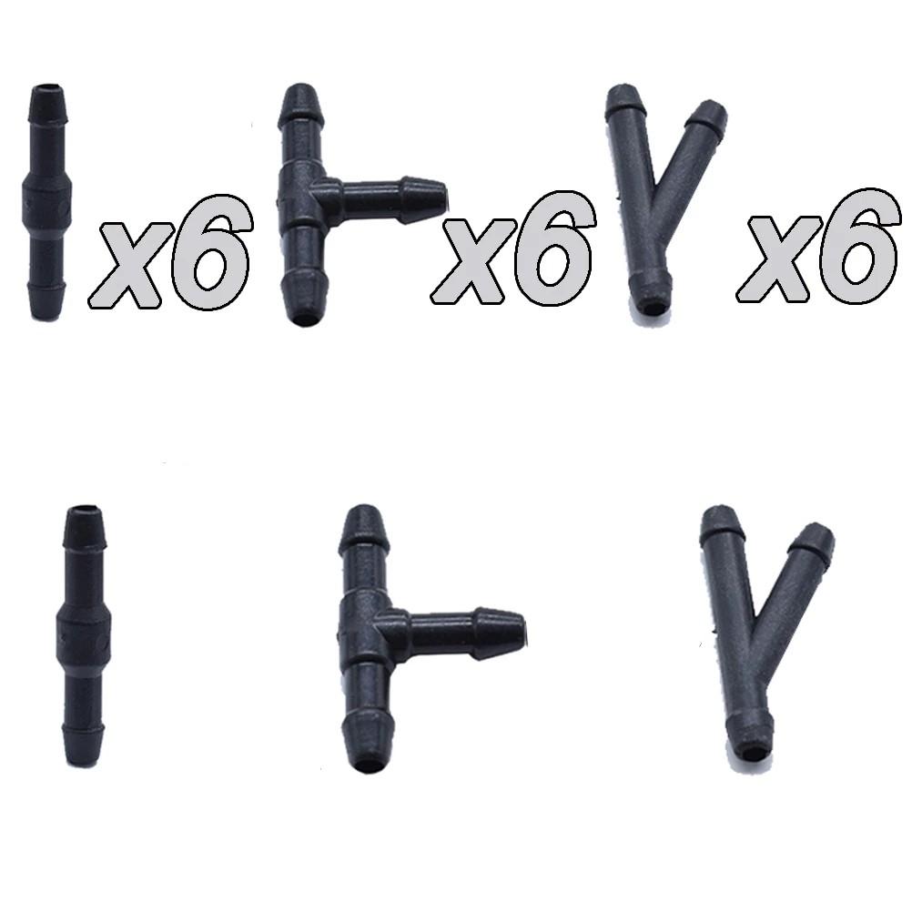 18/36PCS Windscreen Washer Joiner Pipe Connector T Piece Straight 3 Way Y Piece Air Fuel Water Petrol Wiper Washer Nozzle Hose