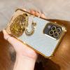 KEYSION Shockproof Plating Phone Case for Samsung A12 A22 4G Clear Soft TPU Glitter Jewelled Swan kickstand Back Cover for Galaxy M12