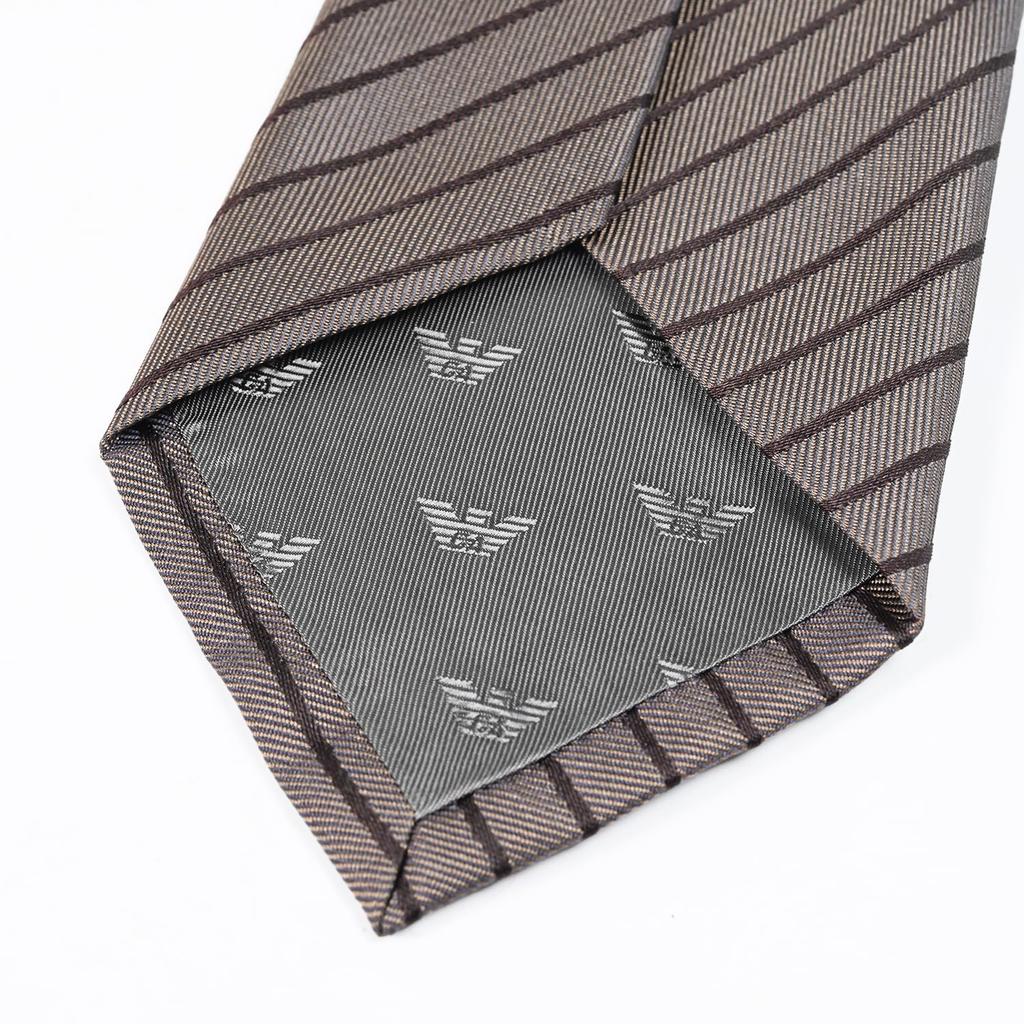 Emporio Armani Men's Tie, 7.5cm Wide, 100% Silk, Striped, Gray, Made In Italy, EM001346 TE13741 F8109 [Used]