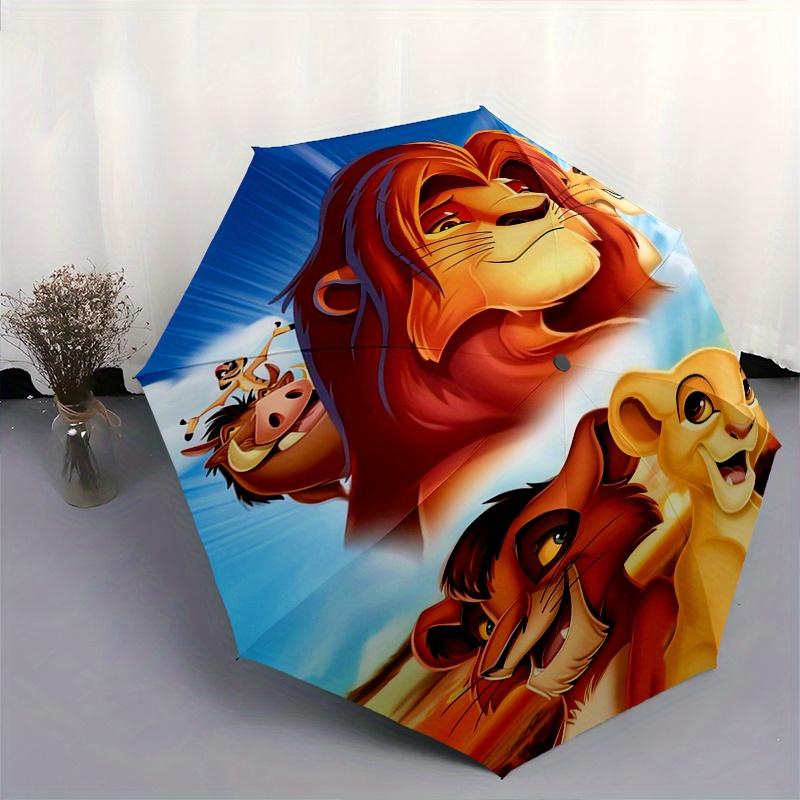Disney Lion King, Simba Themed automatic opening and closing folding umbrella, portable - durable, 8-rib umbrella frame, very suitable for b