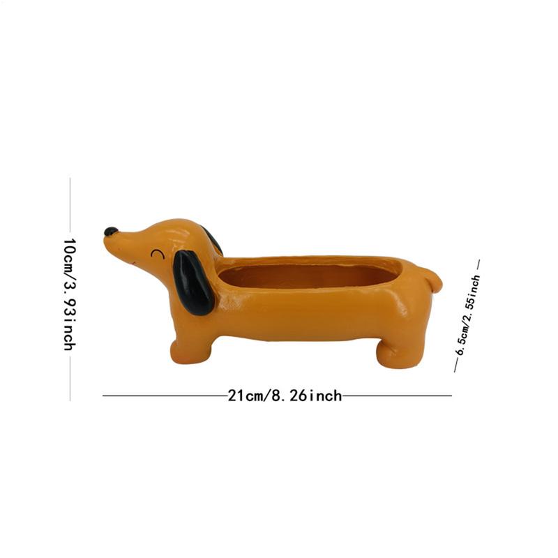 Cute Dachshund Dog Flower Pot Garden Office Decoration Resin Flowerpot Cute Animal Flowerpot Cactus Plants
