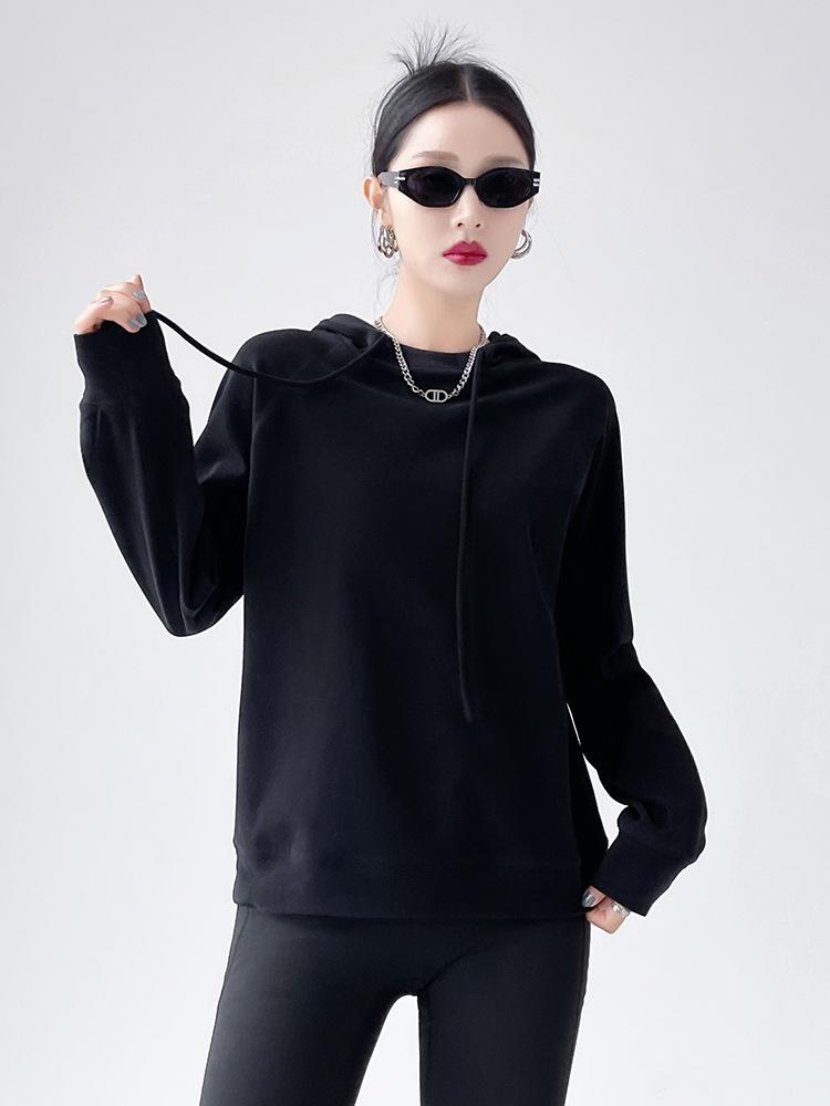 Women's Long-Sleeve Drawstring Hooded Sweatshirt - New Slim Style for Spring and Autumn, Great As Layer or Outerwear