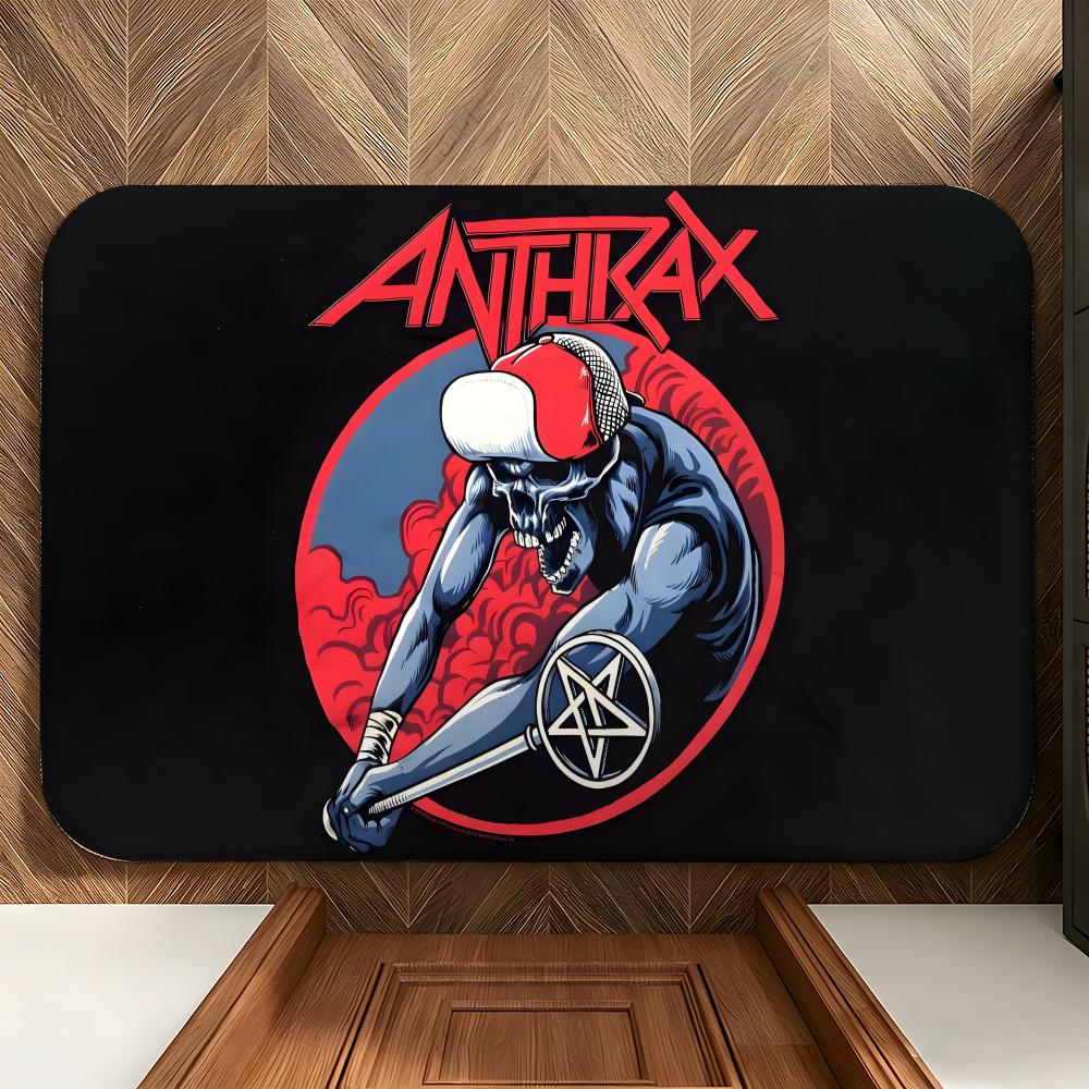 Music A-Anthrax Floor Mat Soft Flannel Entrance Door Mat Non Slip Absorbent Bathroom Bedroom Floor Rug