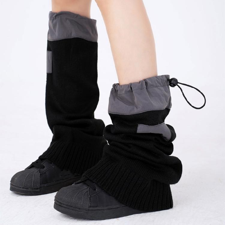 Harajuku Leg Covers with Adjustable Drawstring Punk Grunge Baggy Footless Socks Leg Warmers Gaiters Streetwear for Women