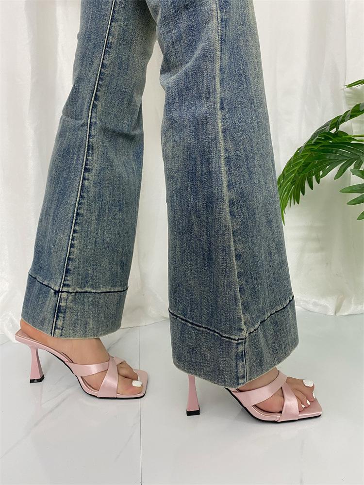 

Хорошо выглядит! Прояви темперамент! 2025 новые туфли-лодочки цвета шампанского на шпильке, босоножки с бантом и полупяткой для женщин 39 розовый