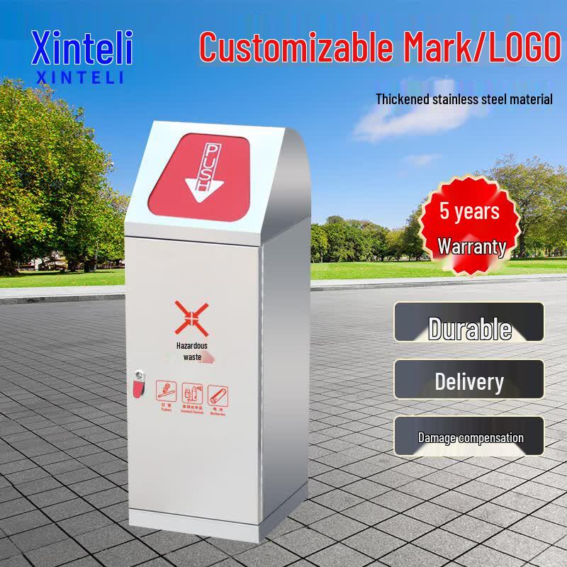 Xinteli Outdoor Stainless Steel Trash Can Large