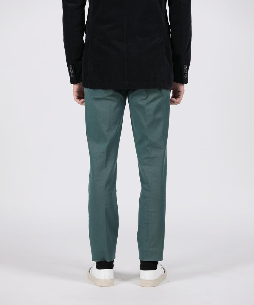PANICALE Green Slim Fit Dyed Cotton Pants