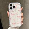 Pink Cherry Bowknot Clear Wavy-edge Phone Case for iPhone 17 Air 16 15 14 Plus 13 12 11 Pro Max 16E XR XS X Silicone Cover
