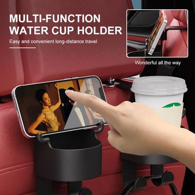 Car Backseat Organizer Multifunctional Cup Holder Universal Hanging Headrest Mount Water Bottle Holder Phone Bracket with Hook