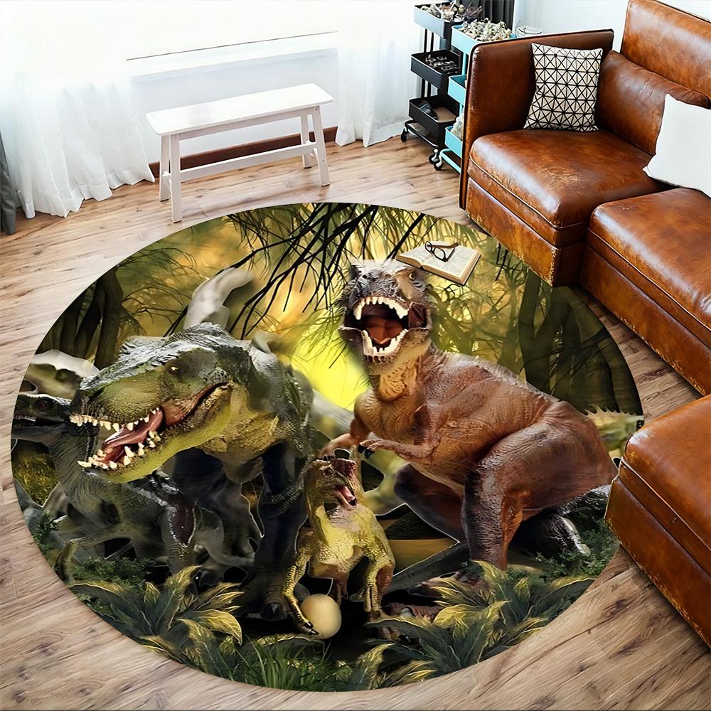 1pc Dinosaur Forest Round Chair mat Area Rug - Non-Slip, Floor Mat for Office, Bedroom, and Indoor Decor c1125318