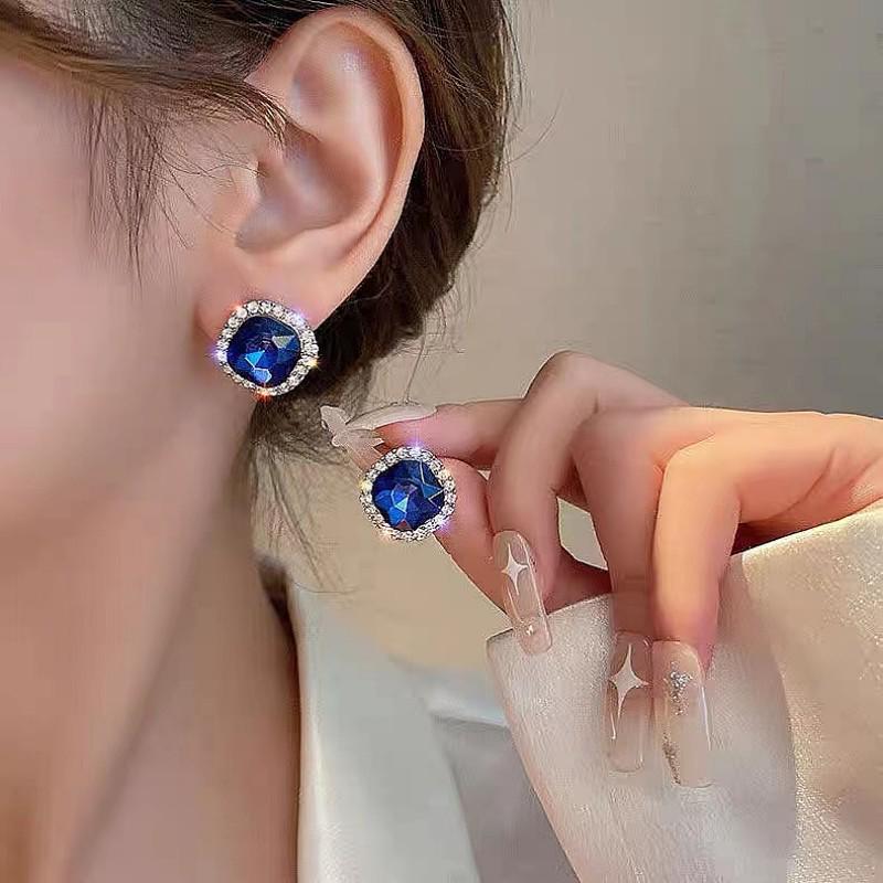Exquisite Blue Series Luxury Stud Earrings for Women: Elegant, Versatile, and Stylish.
