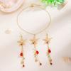 Bohemian Sea Star Shell Jewelry Set Beach-Inspired Necklace Earrings with Rhinestone Tassels Elegant Gift for Women Summer Beach Jewelry