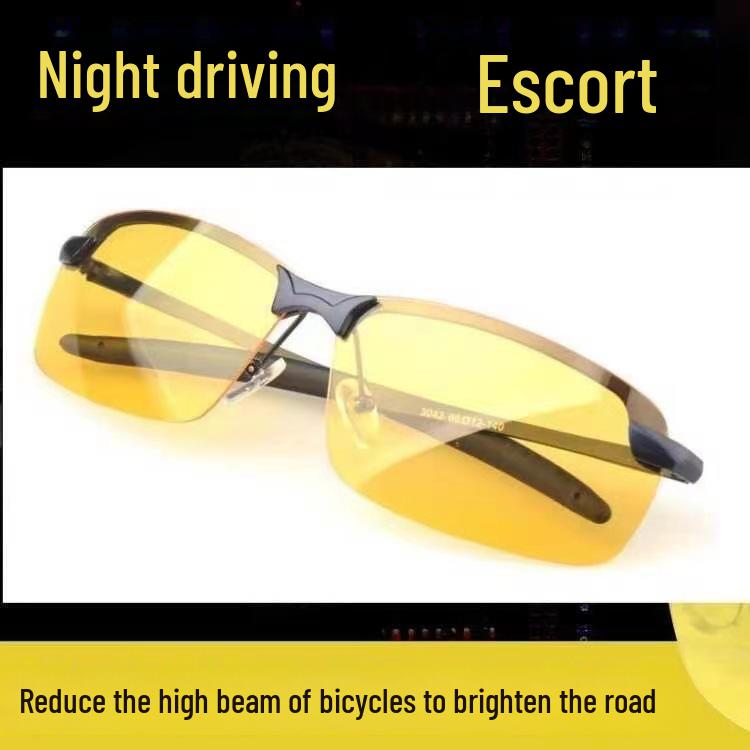 Herren Tag & Nacht Radsportbrille: Outdoor-Fahren, Angeln, Halbrahmen-Nachtsichtbrille.