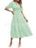 Spot new European and American women's clothing lace short sleeves front and rear collection waist crew neck dress women