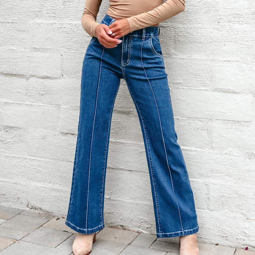 Ladies' Retro Straight Leg High Waisted Jeans