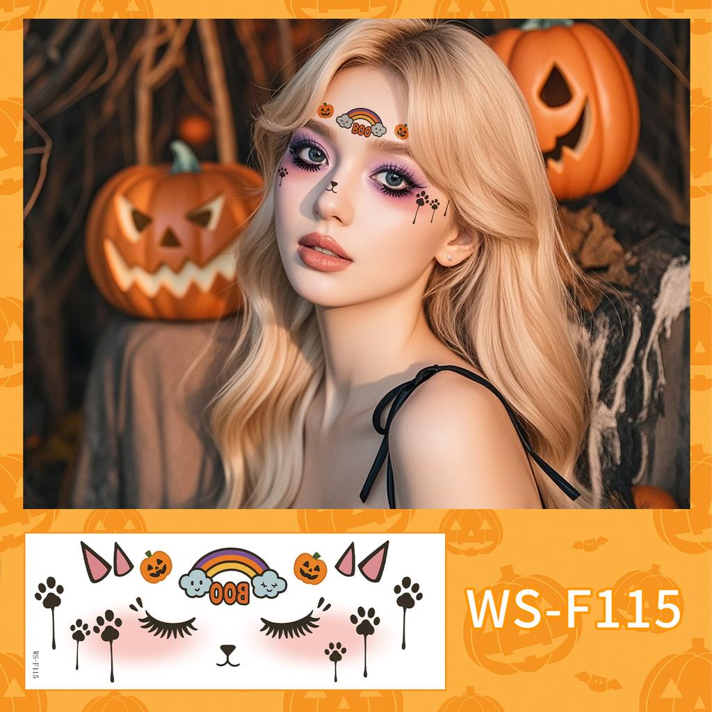 New Beautiful Ghost Haunted Halloween Tattoo Sticker Witch Playful Cute Makeup Face Waterproof