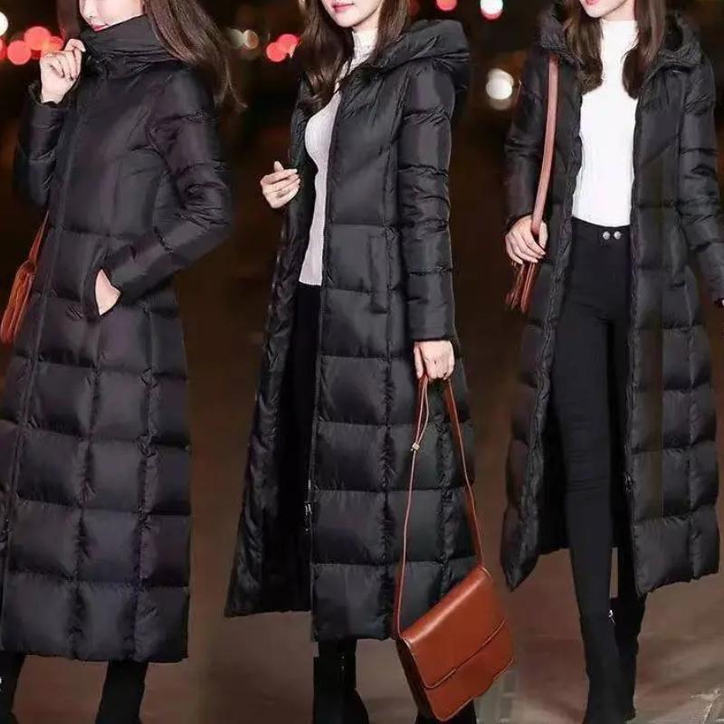 2026 Women's Winter Cold Coats Long Parkas Warm Down Basic Jacket Fashion Cotton Padded Outwear Female Hooded Windproof Overcoat