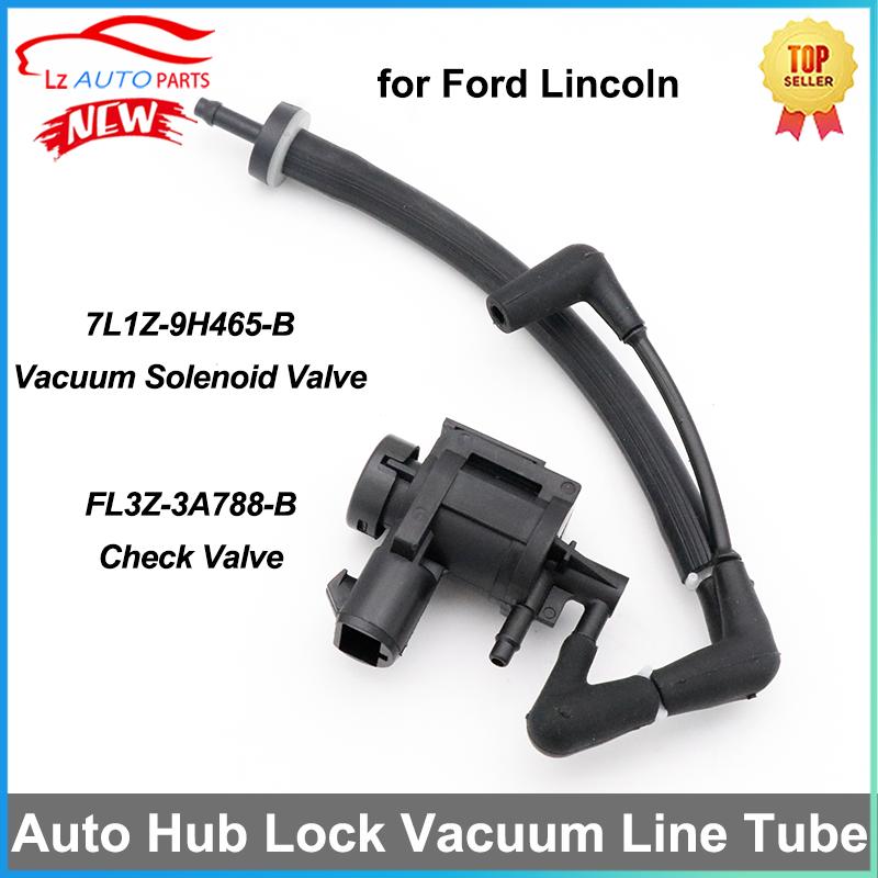 Auto Hub Lock Vacuum Line Tube 7L1Z-9H465-B Vacuum Solenoid Valve & FL3Z-3A788-B Check Valve for Ford Expedition F-150 Lincoln