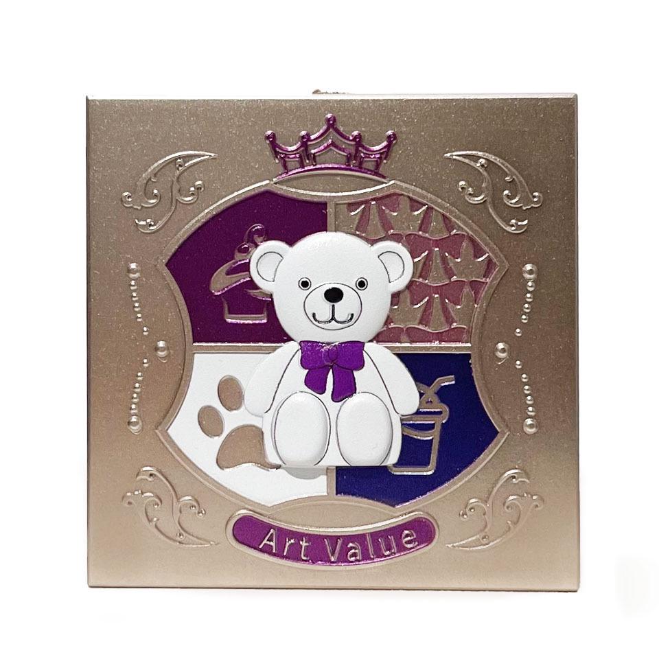 ArtValue Little Bear Knight 4-Color Eyeshadow Palette - Cartoon, Portable, Bold Shimmer & Matte Finish.
