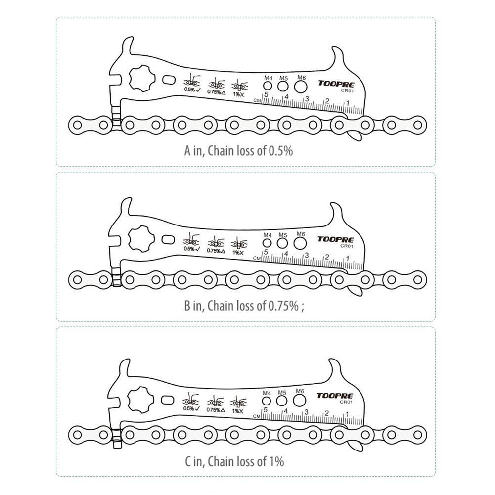 Bicycle Chains Gauge 304 Stainless Steel Chain Wear Indicator Gauge Caliper Detection Tool Cycling Parts