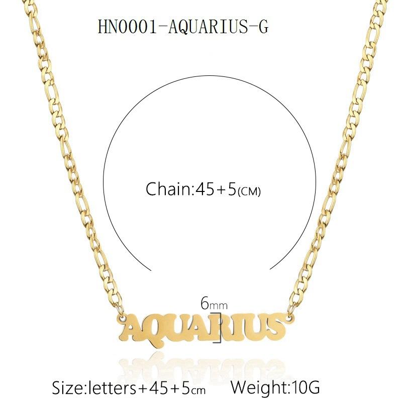 

12 Zodiac Constellations Pendants Necklaces For Women Men Gold Color Stainless Steel Figaro Chain Fashion Jewelry Birthday Gifts