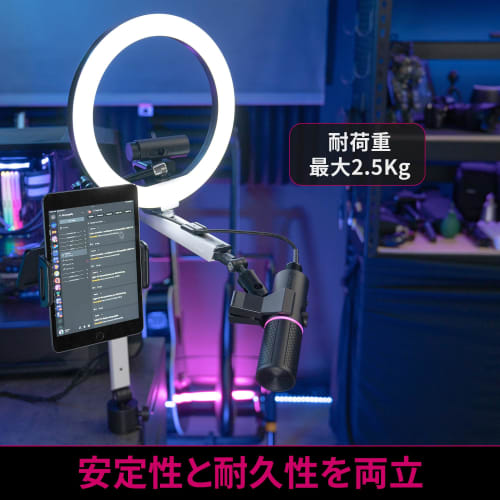 Streamplify Microphone Mount Arm with Cold Shoe Mount and Cable Management, Supports Up To 2.5kg