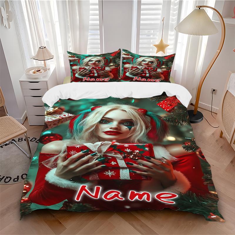 Custom Textile Harley Quinn Bedding 3 Piece Set HD Print Duvet Cover Pillowcases for Teens Adult Bedroom Decoration