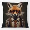 European Rabbit Badger Rooster Horse Animals Hipster with Glasses Painting Cushion Covers Decorative Pillowcase