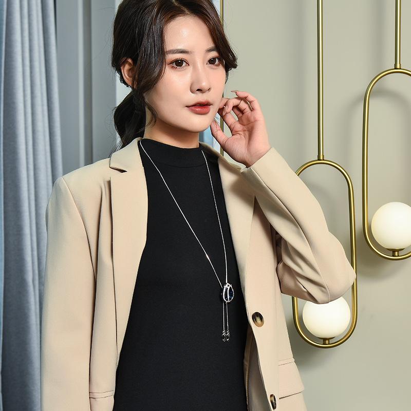 Clothes Versatile Classic Tulip Sweater Chain Autumn And Winter Long Crystal Water Drop Necklace Women
