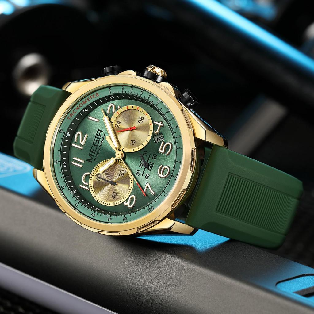 MEGIR Men Watches Luxury Quartz Wristwatch Waterproof Men's Sports Chronograph Silicone Strap Clock Relogio Masculino 2230