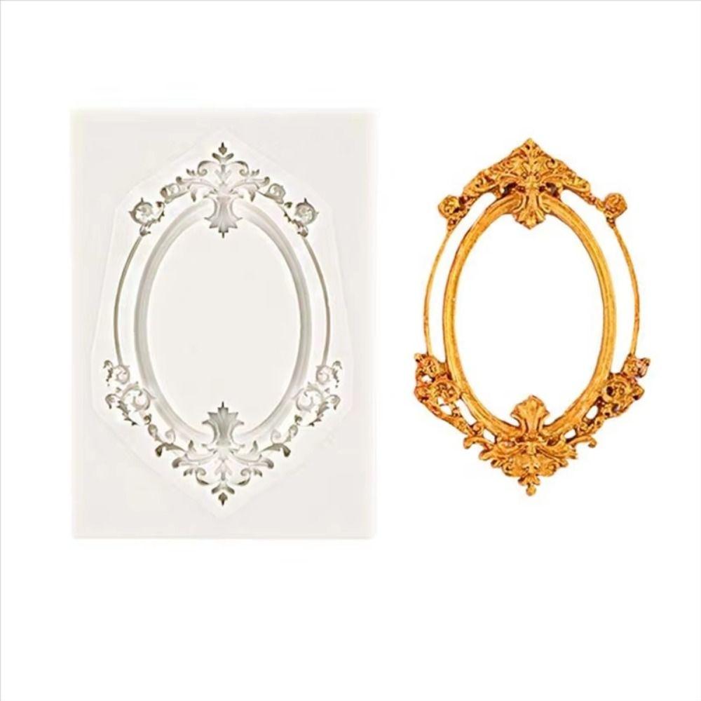 4Pcs Baroque Photo Frame Fondant Molds Embossed Design Photo Frame Molds Cake Decoration