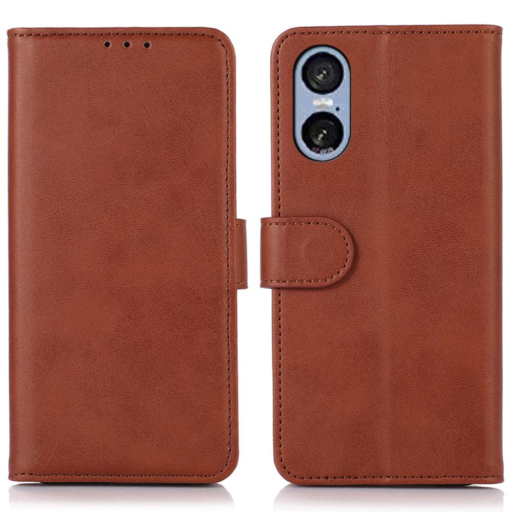For Sony Xperia 5 VI Stand Case Cowhide Texture Leather Wallet Phone Cover