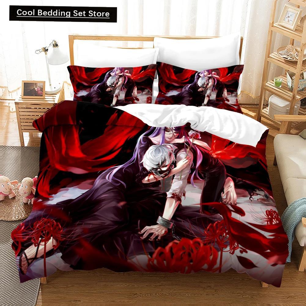 3D Printed Cartoons Tokyo Ghoul Kaneki Ken Bedding Set Duvet Cover Double Twin Full Queen King Adult Kids Bedclothes Quilt Cover