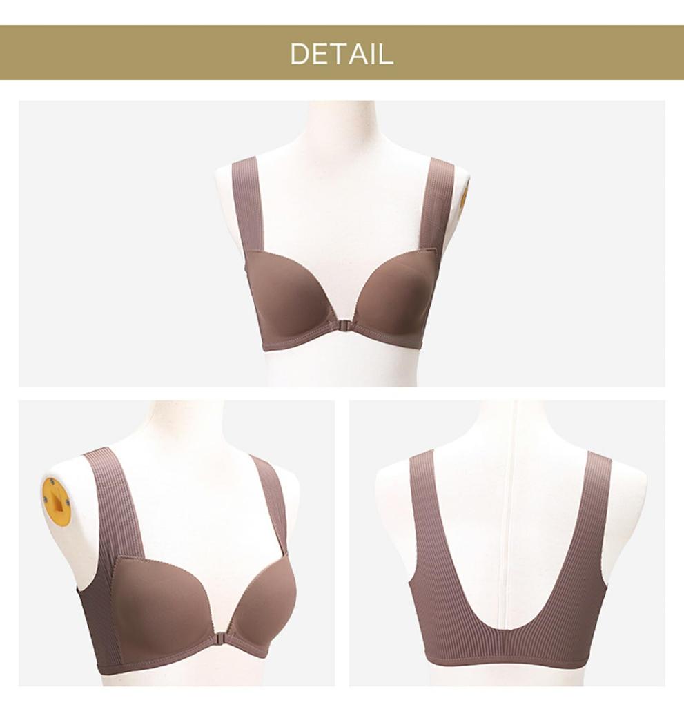 Wygodny pod pachami przód rozmiar LL [ENYA-KARIN] Biustonosz bez fiszbin, biustonosz push-up, haftka, 3, czarny,