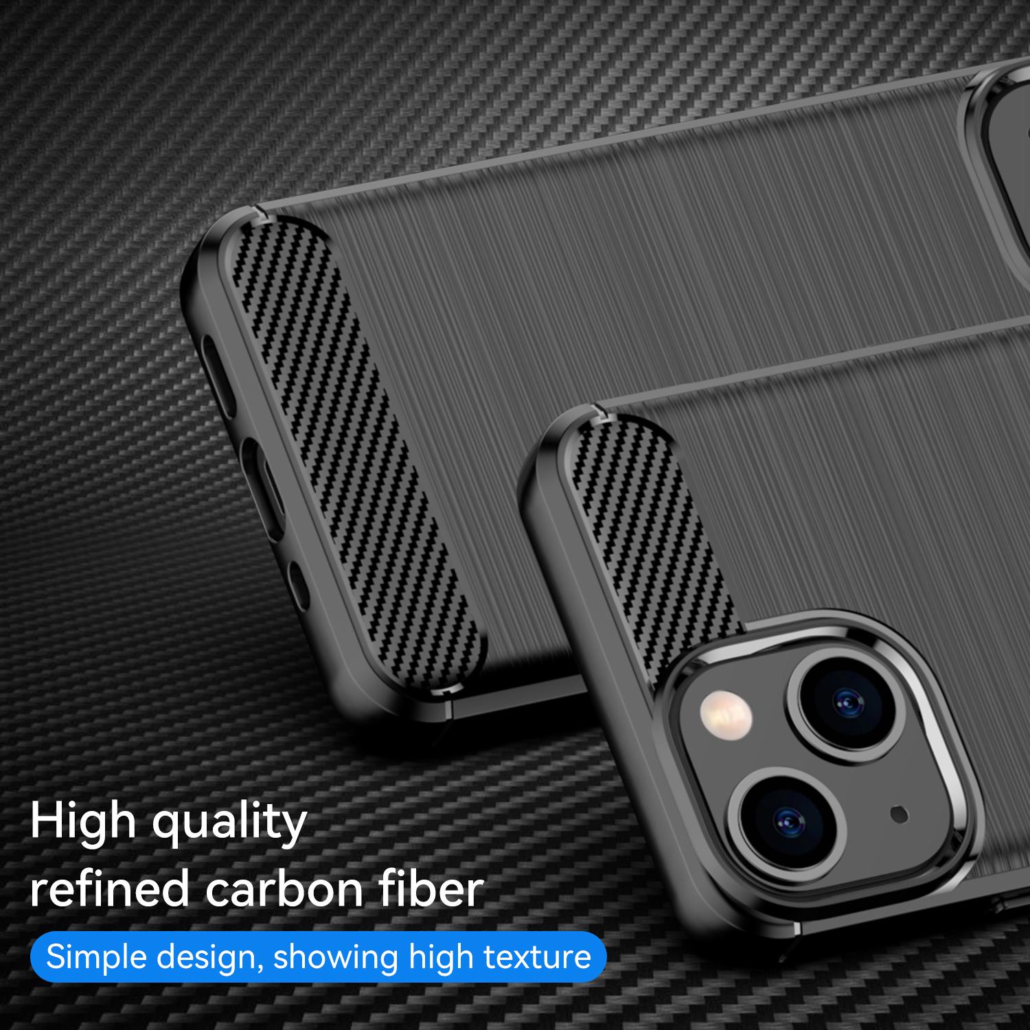 

1.8mm Carbon Fiber Brushed Texture Flexible TPU Phone Back Case Protective Cover for iPhone 13 mini 5.4 inch Black
