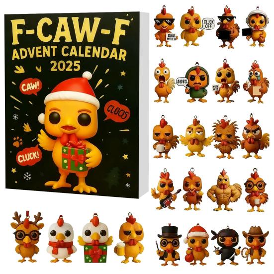 2025 Christmas Advent Calendar with Mini Chicken Ornaments 24-Day Countdown Box for Family Fun And Festive Atmosphere