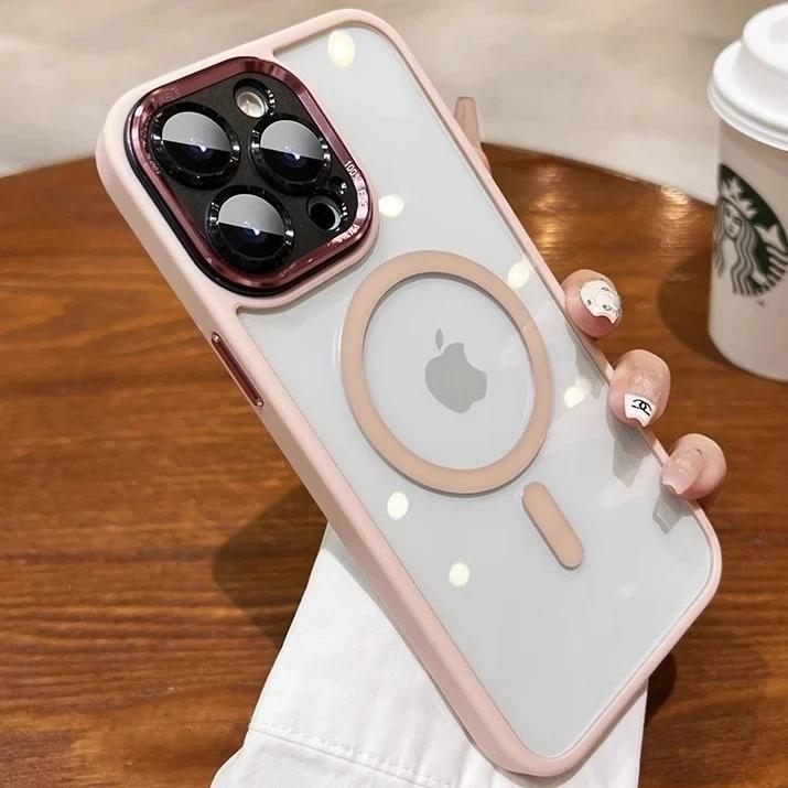Luxusní transparentní pouzdro na telefon Magsafe pro iPhone 11 12 13 14 15 Pro Max 15 Plus Wireless Charge Hard Back Čirý nárazuvzdorný kryt