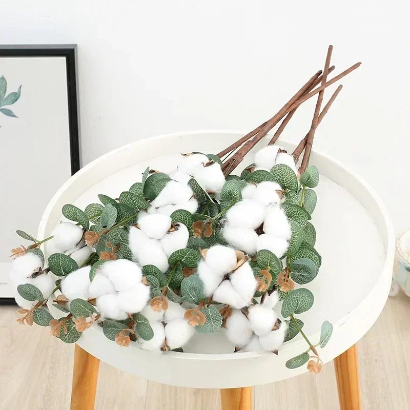 Künstlicher Baumwollstrauß, Weihnachtsgeschenk, Blumenarrangement und Blumenprodukte, ewiger Blumenstrauß als Weihnachtsdekoration für zu Hause