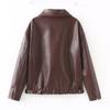Zip Leather Jacket Women Leather Jacket Women Casual Lapel Vintage Coat
