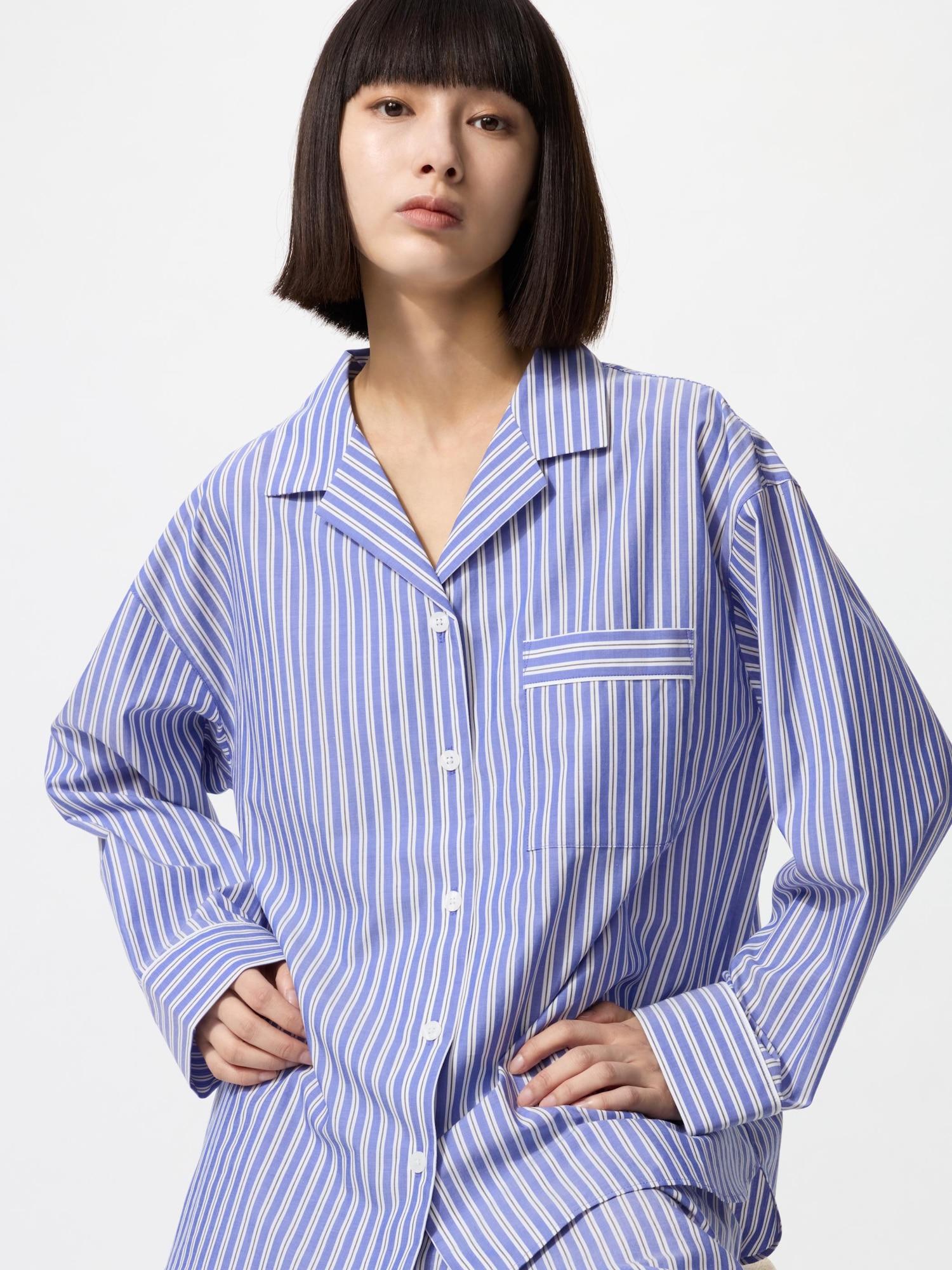 

Хлопковая пижама Uniqlo с длинным рукавом, в разноцветную полоску 65 BLUE/WOMEN L