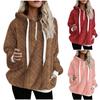 Chaqueta con capucha y cordón con estampado de felpa holgada de moda informal de invierno para mujer