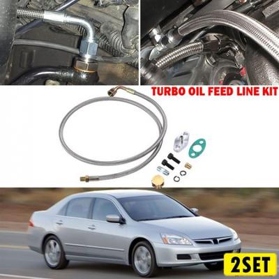 2x Sada přívodního potrubí chlazení olejem turba 1/8 4AN NPT T3 T4 T04E T70 T66 T67 GT35 GT45
