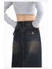 Women's High-Waist Slit Denim Midi Skirt - Versatile A-line, Slimming Fit for Spring & Autumn 2025