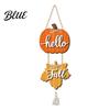 Entryway Wall Accent Hello Fall Wooden Door Hanger Pumpkin Maple Leaf Hanging Sign Autumn Harvest Front Decor for Thanksgiving Farmhouse Home
