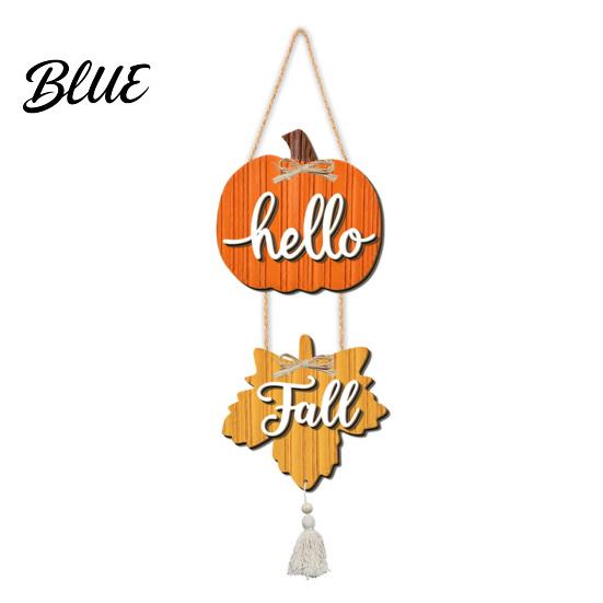Entryway Wall Accent Hello Fall Wooden Door Hanger Pumpkin Maple Leaf Hanging Sign Autumn Harvest Front Decor for Thanksgiving Farmhouse Home