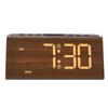 Digital Alarm Clock Wooden LED Dimmable USB Plug in Electric Desk Clock Loud Alarm with Adjustable Volume Snooze for