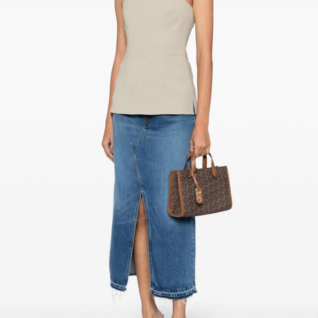 Michael Kors Mk Sheila Ciondolo Logo Classico Borsa Tote con Zip Borsa della Spesa Tela Rivestita a Mano a Spalla Crossbody Piccola 35S3G6HS5B-BROWN