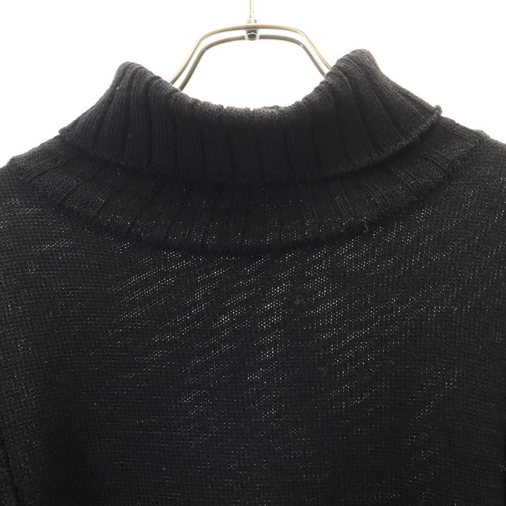 LANVIN en Bleu Hergestellt in Japan Langarm Rollkragenpullover 48 schwarzer Strick Herren Gebraucht