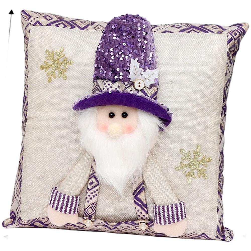 Festive Holiday Throw Pillow Cover with Glitter Sparkle and Iconic Santa Claus Snowman and Elk Designs for Sofa